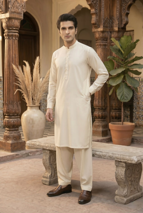 Cream Shalwar Kameez