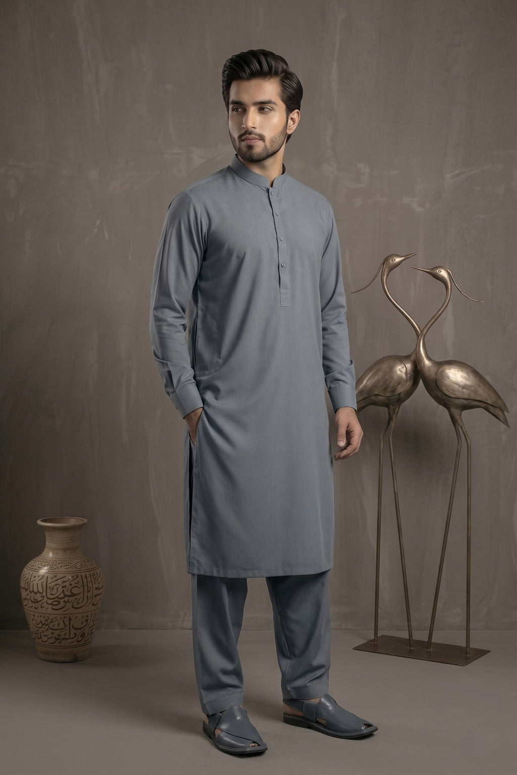 Slate Grey Shalwar Kameez