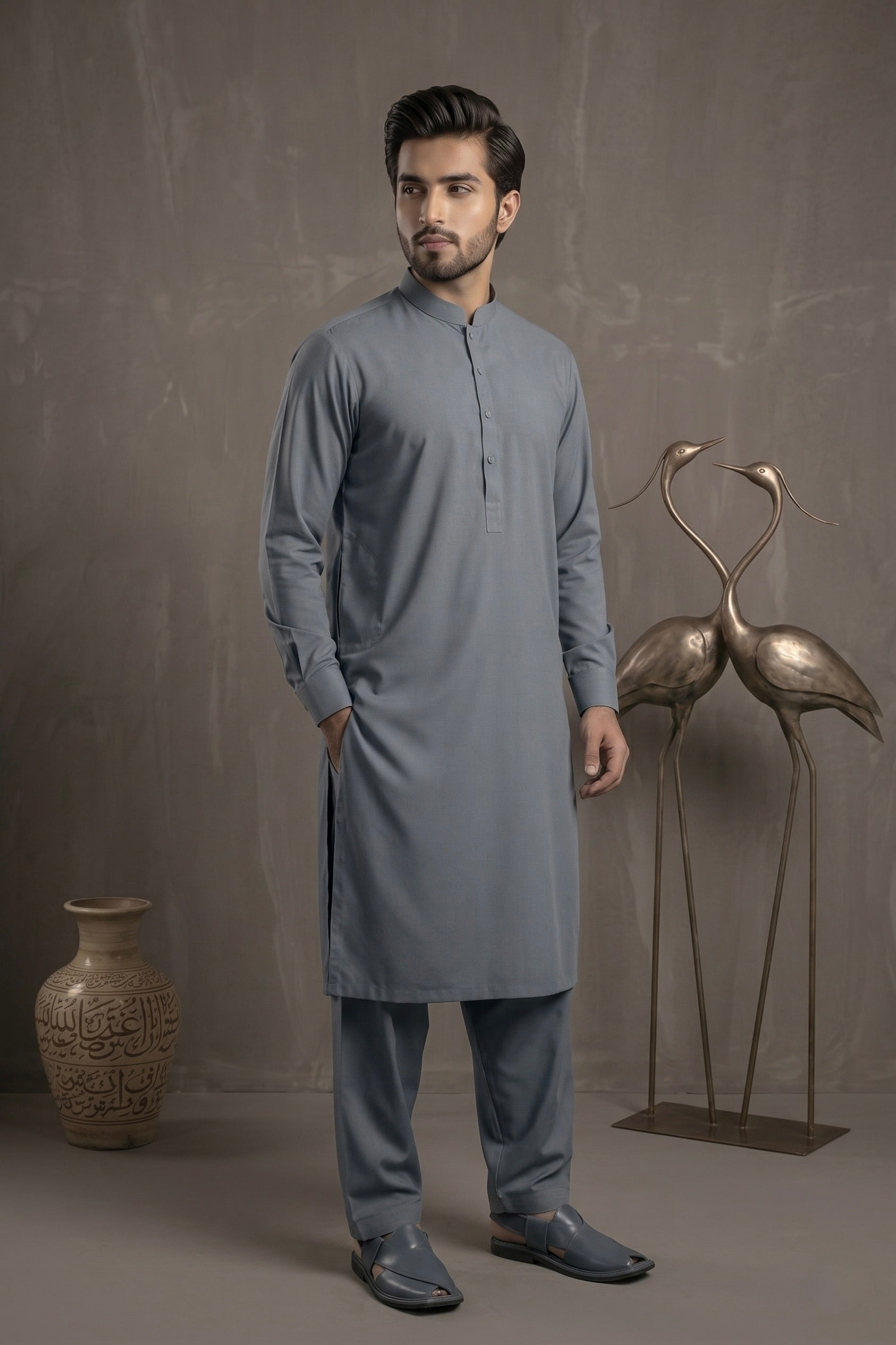 Slate Grey Shalwar Kameez