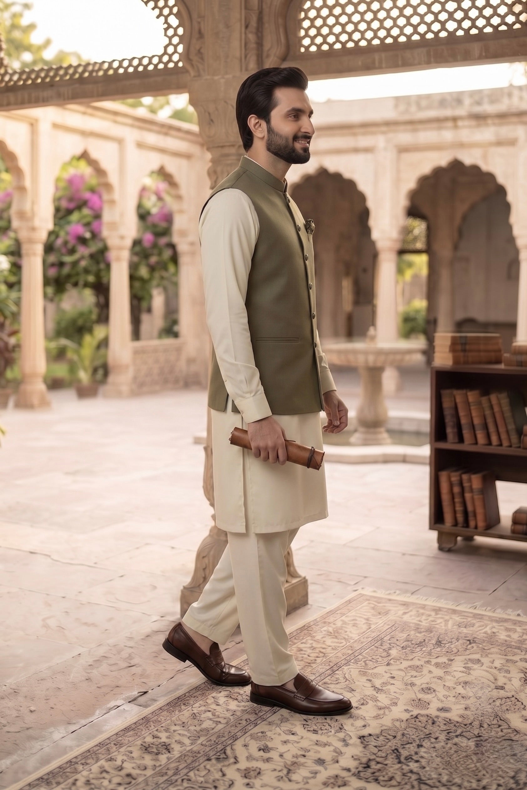 Olive Green Waistcoat