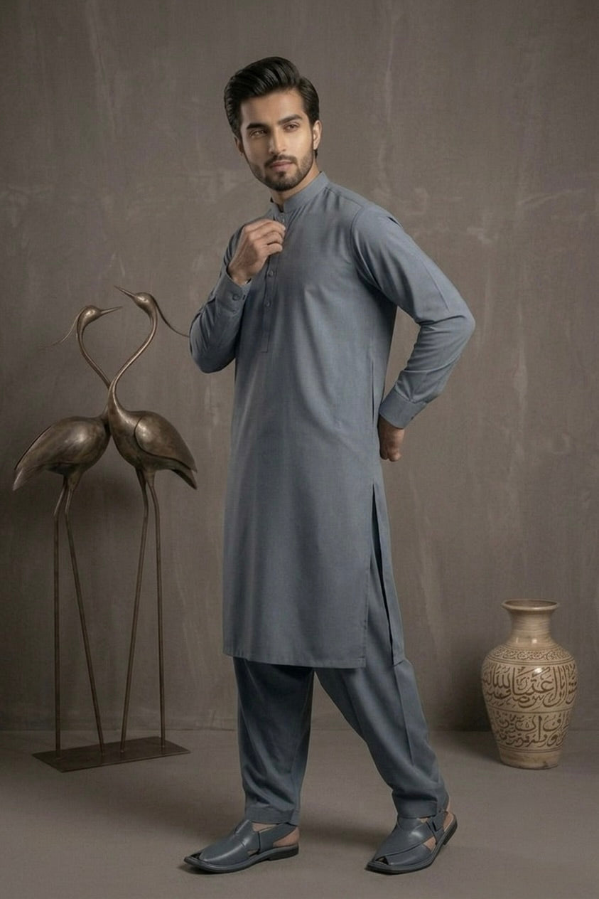 Slate Grey Shalwar Kameez