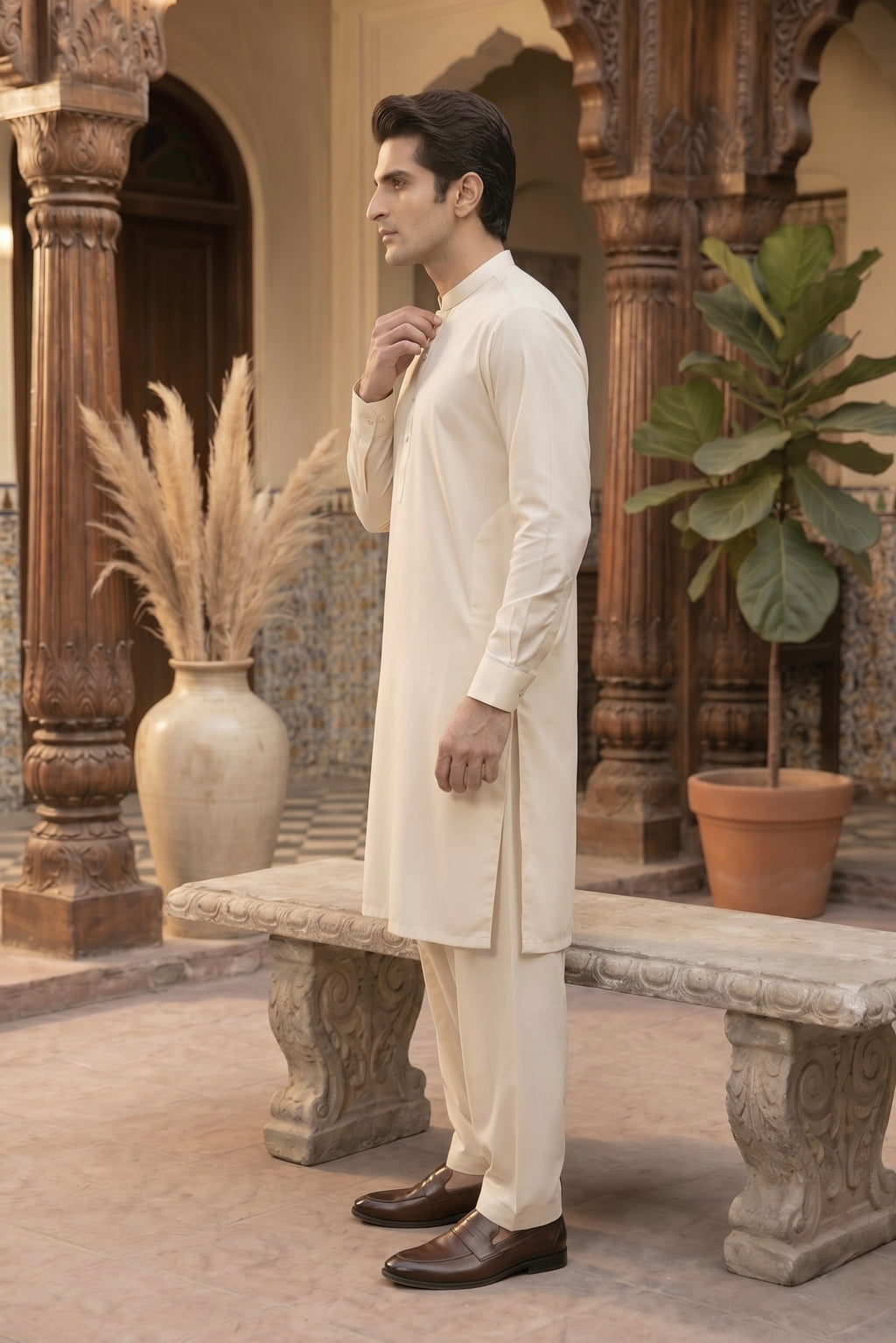 Cream Shalwar Kameez