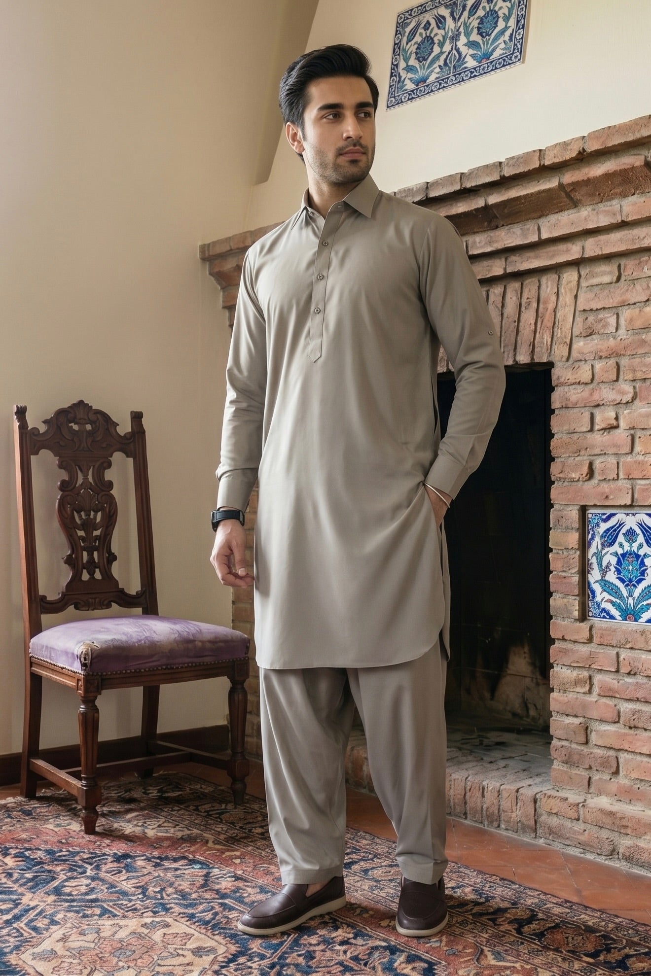 ZAMEEN – Khaki Shalwar Kameez