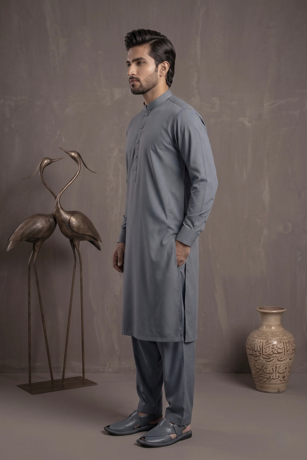 Slate Grey Shalwar Kameez