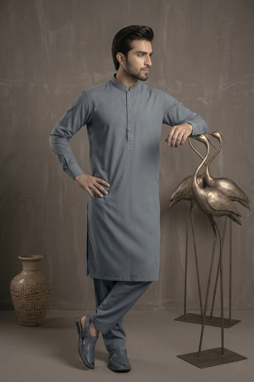 Slate Grey Shalwar Kameez